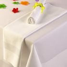 White Satin Band Tablecloths - Standard