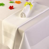 White Satin Band Tablecloths - Standard
