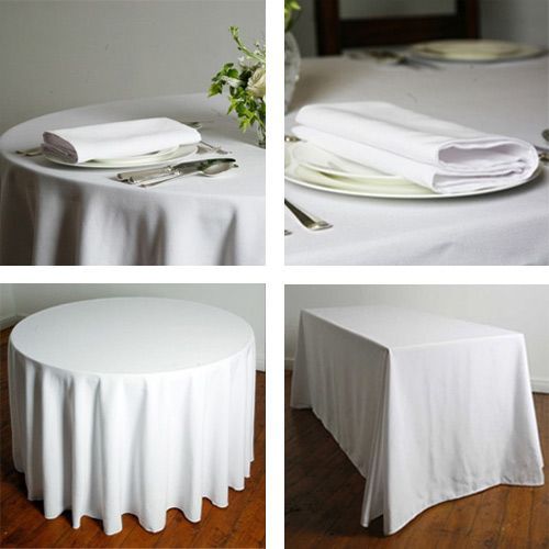 White square, rectangular & round tablecloths 
