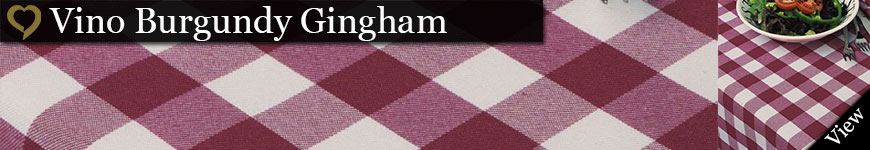 burgundy gingham tablecloths & napkins