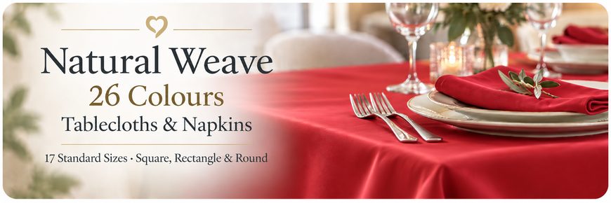 Natural Weave tablecloths and napkins available in 26 colours