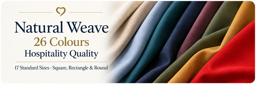 Natural Weave tablecloths and napkins available in 26 colours