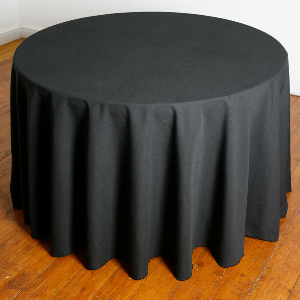 Black Round Tablecloths 60 70 88 108, Black Round Tablecloths In Bulk
